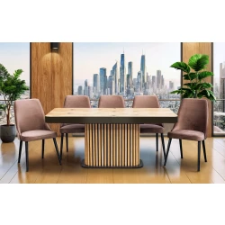 Stół Lamel 180/90 +2x40 + 6 krzeseł Olo