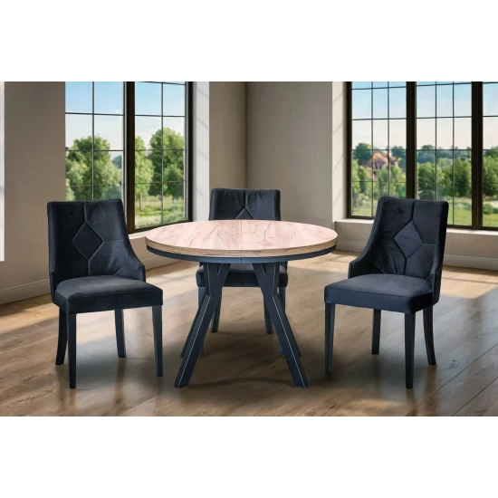 Stół Loft Dąb Artisan Fi 100 + 2 x 50 cm wkładki + 4 krzesła Kw100