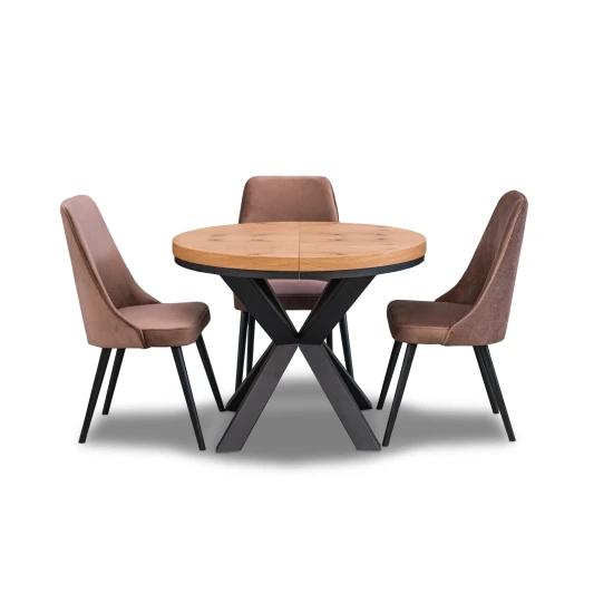 Stół loft x fi 100 + 2x50 + 4 krzesła Olo
