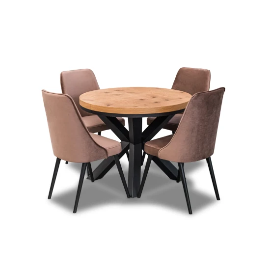 Stół loft x fi 100 + 2x50 + 4 krzesła Olo
