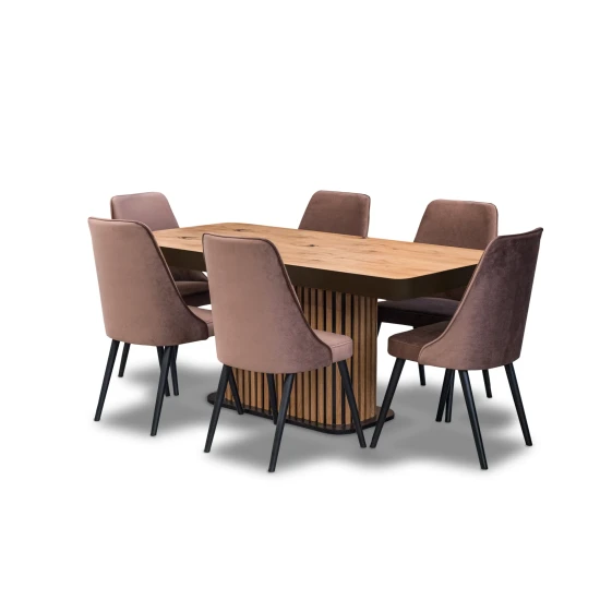 Stół Lamel 180/90 +2x40 + 6 krzeseł Olo