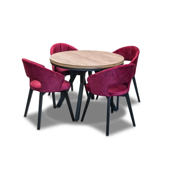Stół Loft Dąb Artisan Fi 100 + 2 x 50 cm wkładki + 4 krzesła Kori