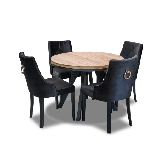 Stół Loft Dąb Artisan Fi 100 + 2 x 50 cm wkładki + 4 krzesła Kw100