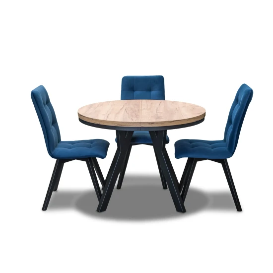 Stół Loft Dąb Artisan Fi 100 + 2 x 50 cm wkładki + 4 krzesła Kw110