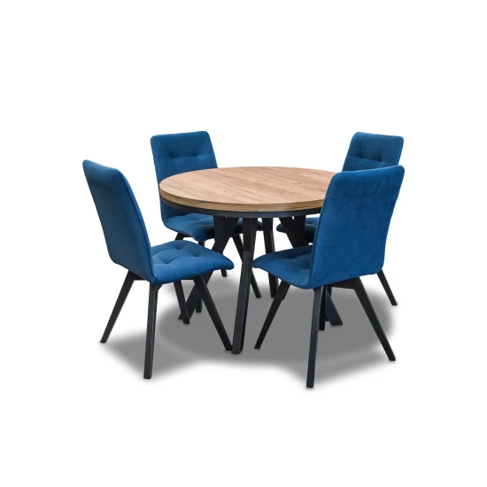 Stół Loft Dąb Artisan Fi 100 + 2 x 50 cm wkładki + 4 krzesła Kw110