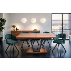 Stół SJ80 160/90 + 2×40 cm wkładka + 6 krzeseł obrotowych Kori