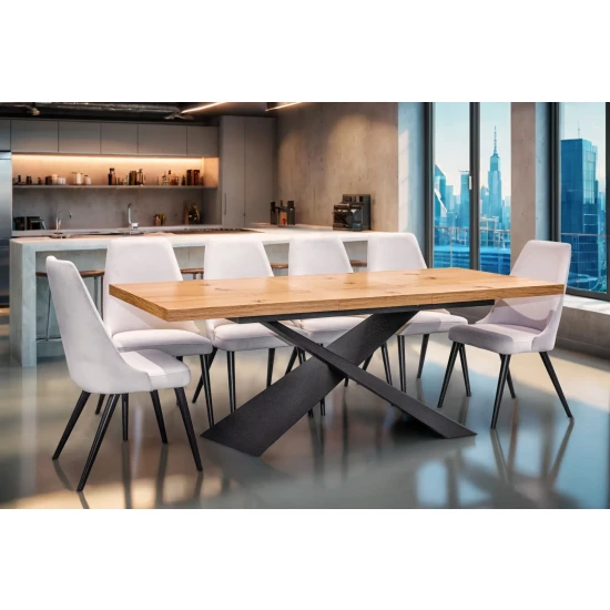 Stół Loft Top 160/90 + 2 x 40 cm + 6 Krzeseł Olo