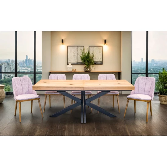 Stół Loft P2 400 cm rozkładany 100×200 + 4×50 cm + 6 krzeseł Tokyo
