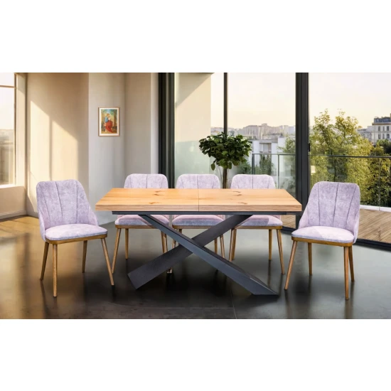 Stół Loft Top 160/90 + 2 x 40 cm + 6 Krzeseł Tokyo