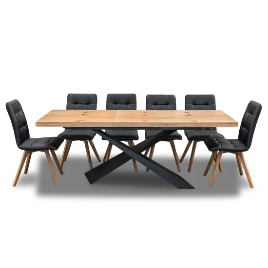 Stół Loft Top 160/90 + 2 x 40 cm + 6 Krzeseł KW110