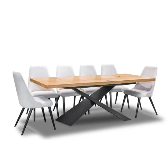 Stół Loft Top 160/90 + 2 x 40 cm + 6 Krzeseł Olo