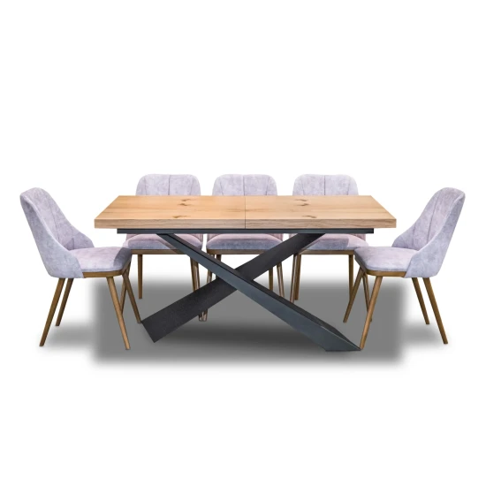 Stół Loft Top 160/90 + 2 x 40 cm + 6 Krzeseł Tokyo