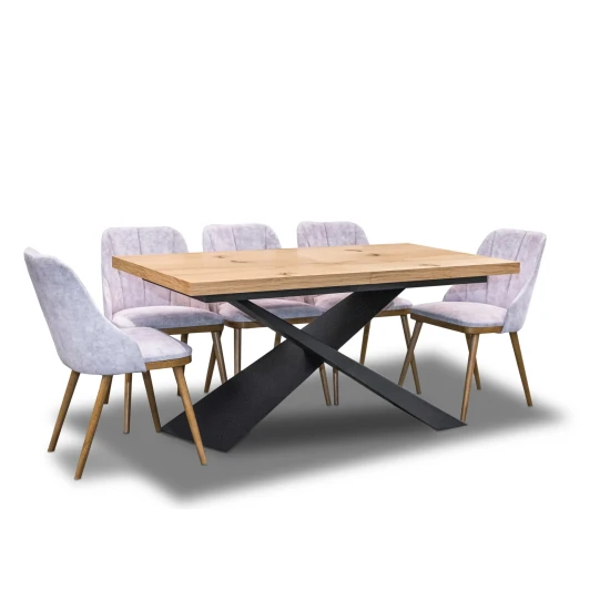 Stół Loft Top 160/90 + 2 x 40 cm + 6 Krzeseł Tokyo