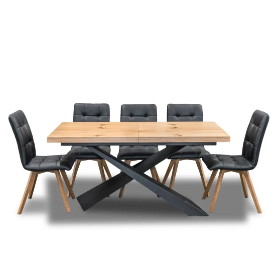 Stół Loft Top 160/90 + 2 x 40 cm + 6 Krzeseł KW110