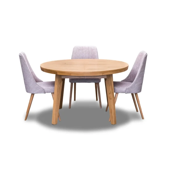 Stół dębowy P3 fi 120 cm + 4 krzesła Olo