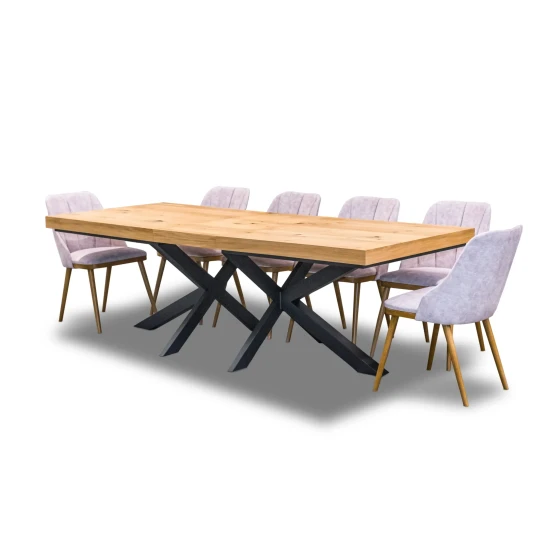 Stół Loft P2 400 cm rozkładany 100×200 + 4×50 cm + 6 krzeseł Tokyo