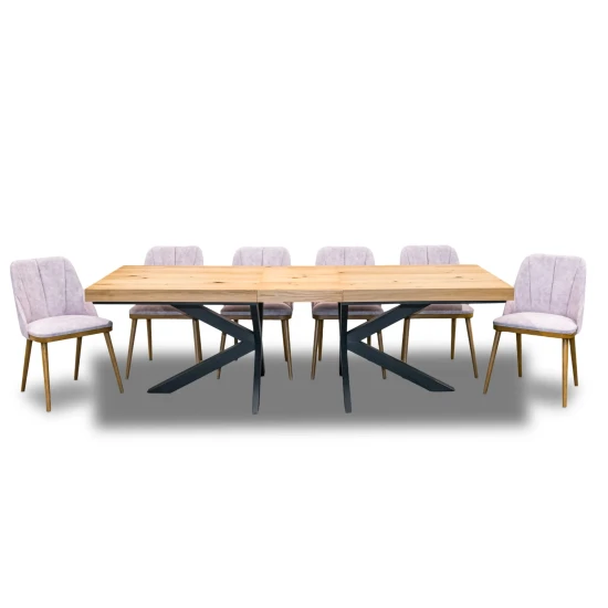 Stół Loft P2 400 cm rozkładany 100×200 + 4×50 cm + 6 krzeseł Tokyo