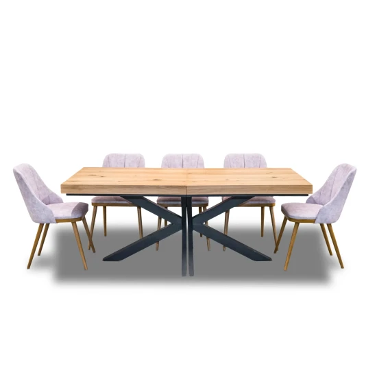Stół Loft P2 400 cm rozkładany 100×200 + 4×50 cm + 6 krzeseł Tokyo