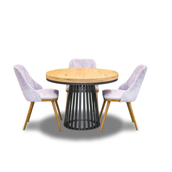 Stół Lam Loft Fi 100 + 2 x 50 cm + 4 krzesła Tokyo