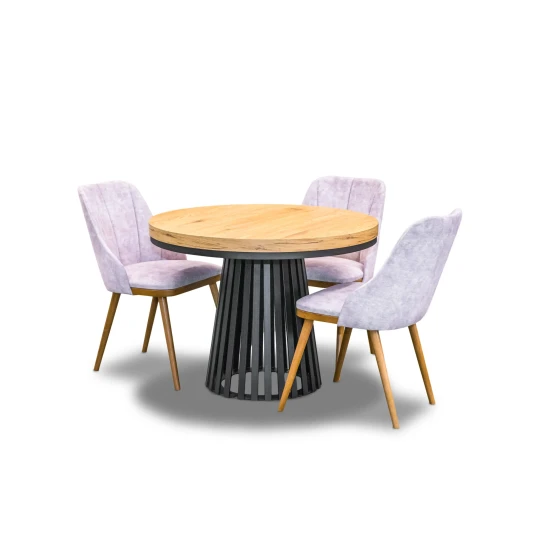 Stół Lam Loft Fi 100 + 2 x 50 cm + 4 krzesła Tokyo