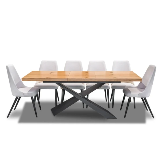 Stół Loft Top 160/90 + 2 x 40 cm + 6 Krzeseł Olo