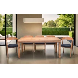Stół Wasyl Loft 200/100 + 2 x 50 cm + 6 Krzeseł dębowych X1