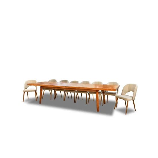 Stół rozkładany, stół lite drewno 250/100 + 3×50 cm LUIS w stylu LOFT + 10 krzeseł KW112