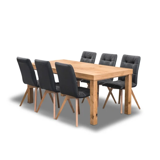 Stół Wasyl Loft 200/100 + 2 x 50 cm + 6 Krzeseł KW110
