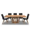 Stół Dębowy VELAR 90×100 cm + 2×50 cm + 6 krzeseł KW110