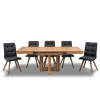 Stół Dębowy VELAR 90×100 cm + 2×50 cm + 6 krzeseł KW110