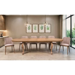 Stół Ludwik 160/90 cm + 2 wkładki 40 cm + 6 krzeseł Tokyo