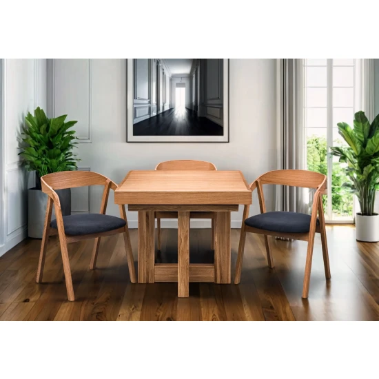 Stół Dębowy VELAR 90×100 cm + 2×50 cm + 6 krzeseł X1
