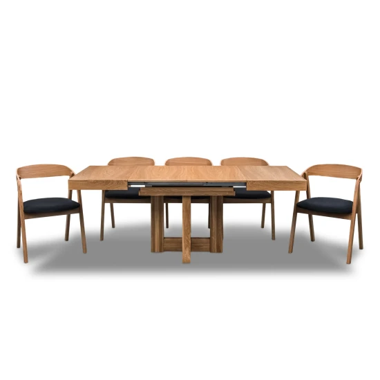Stół Dębowy VELAR 90×100 cm + 2×50 cm + 6 krzeseł X1