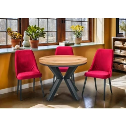 Stół loft x fi 100 + 2×50 Okrągły Rozkładany +4 Krzesła Olo