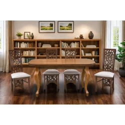 Stół rozkładany Ludwik 160/90 + 2 wkładki 40 cm + 6 krzeseł KW76 drzewko