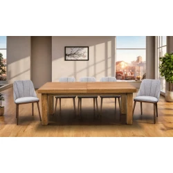 Stół Lyon 200×100 + 2×50 cm + 6 krzeseł Tokyo Premium
