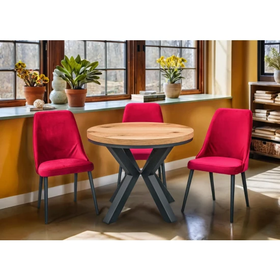 Stół loft x fi 100 + 2×50 Okrągły Rozkładany +4 Krzesła Olo