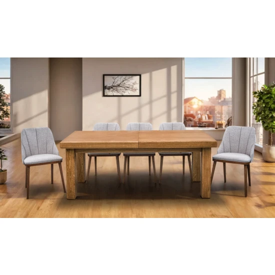 Stół Lyon 200×100 + 2×50 cm + 6 krzeseł Tokyo Premium