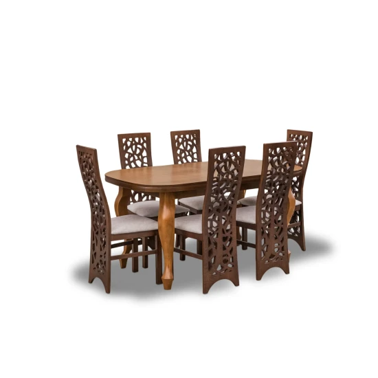 Stół rozkładany Ludwik 160/90 + 2 wkładki 40 cm + 6 krzeseł KW76 drzewko