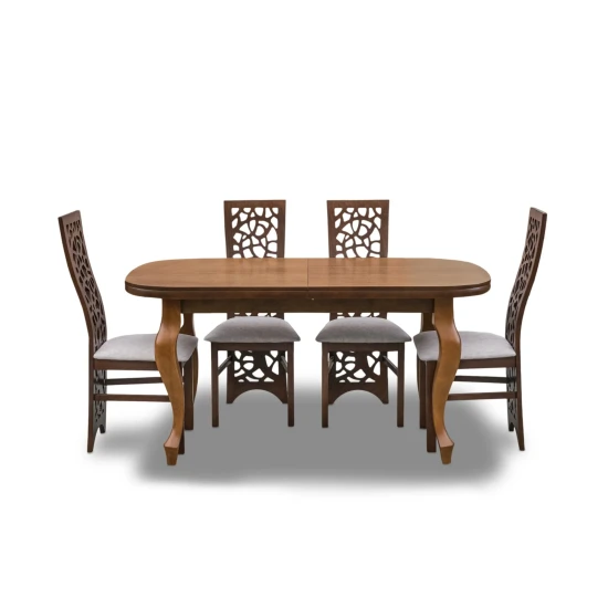 Stół rozkładany Ludwik 160/90 + 2 wkładki 40 cm + 6 krzeseł KW76 drzewko