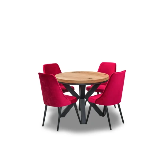 Stół loft x fi 100 + 2×50 Okrągły Rozkładany +4 Krzesła Olo