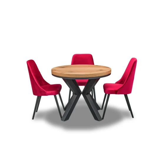 Stół loft x fi 100 + 2×50 Okrągły Rozkładany +4 Krzesła Olo