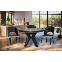 Stół okrągły rozkładany fi 120+ 2 x 40 cm + 4x KW112