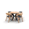 Stół okrągły rozkładany fi 100 + 2 x 50 cm LOFT + 4 Krzesła X1