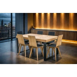 Stół rozkładany 160/90 + 40 cm SJ51 loft + 6 Krzeseł LUKA
