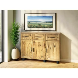 Komoda Karmel 3d3s 140 cm lite drewno + elementy fornirowane