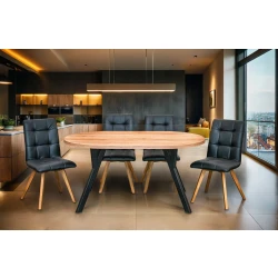Stół Okrągły Rozkładany Nero 160x100cm + 4x KW110