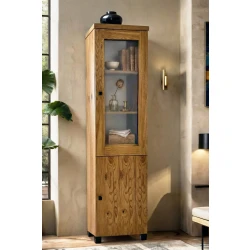 Witryna Karmel 55 cm lite drewno + elementy fornirowane