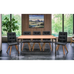 Stół Dębowy EDGE nierozkładany 160×90 cm + 4x Krzesła KW110
