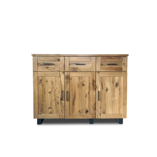 Komoda Karmel 3d3s 140 cm lite drewno + elementy fornirowane